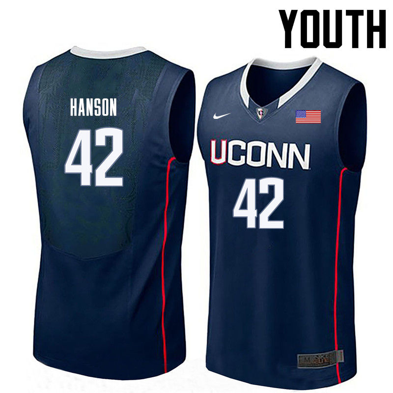 Youth Uconn Huskies #42 Tony Hanson College Basketball Jerseys-Navy - Click Image to Close